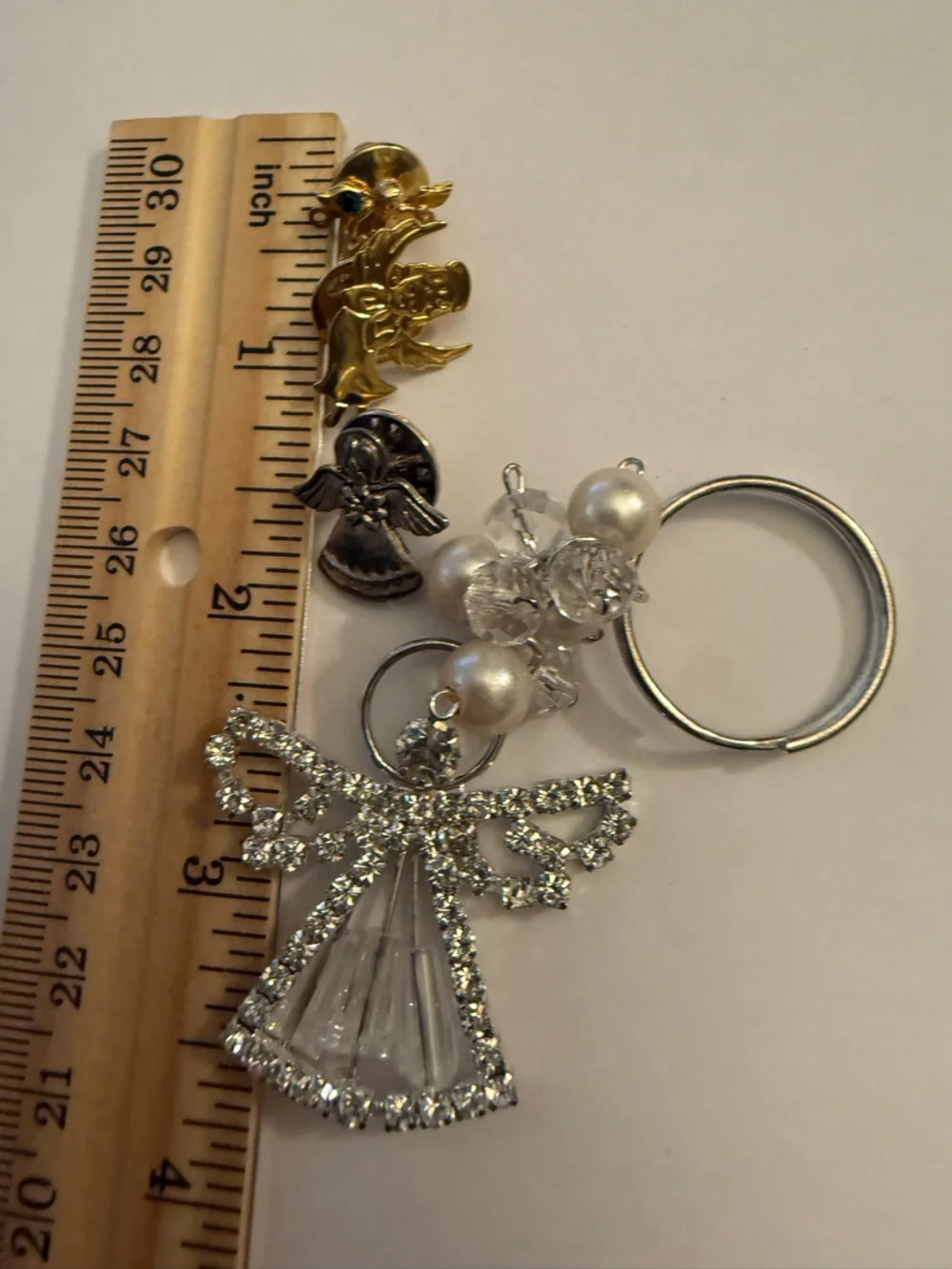 Angel Keychain Charm and pins Silver